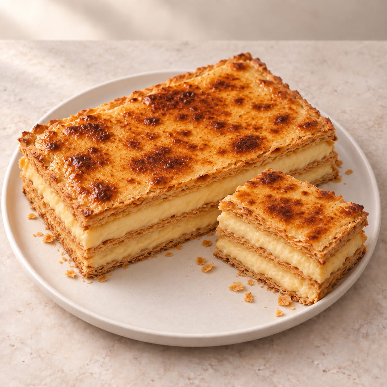 Milhojas de crema tostada de El Cid